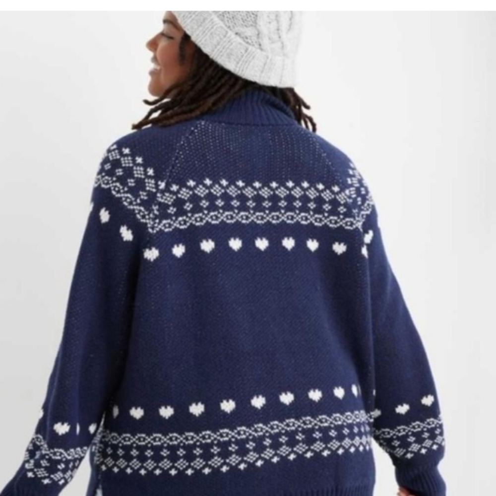 AERIE OVERSIZE FAIR ISLE LOVE SWEATER PULLOVER - Picture 2 of 7